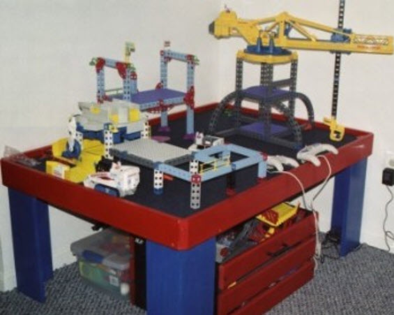 DIY Toy Train Table Plans- Image of Terence's Rokenbok activity table
